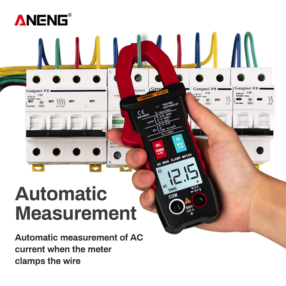 Mini multímetro digital com pinça, rms, resistência à voltagem, capacitância, temperatura, alcance automático, medidor elétrico, testador