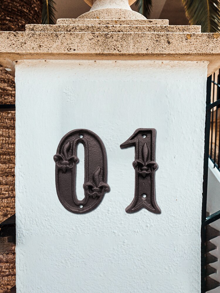 Metal Digital Numbers Cast Iron House Sign Plaque Door Plate DIY 0-9 Hotel Home Cafe Wall Decor Address Door Numbers