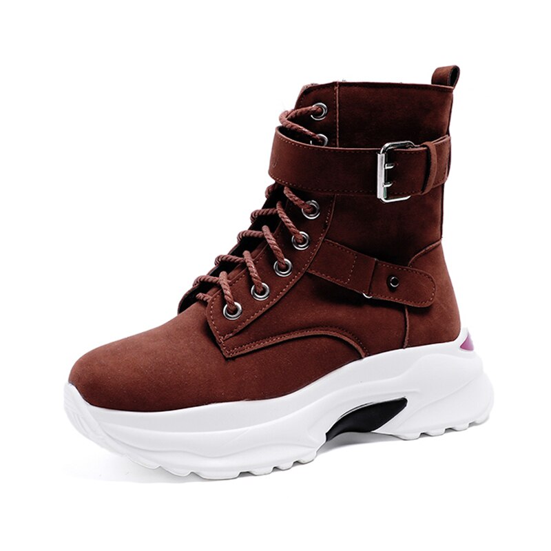 Grande taille en peluche bottes d'hiver grosses baskets bottines femmes chaussures femme à lacets fermeture éclair boucle épaisse semelle plate-forme chaussures