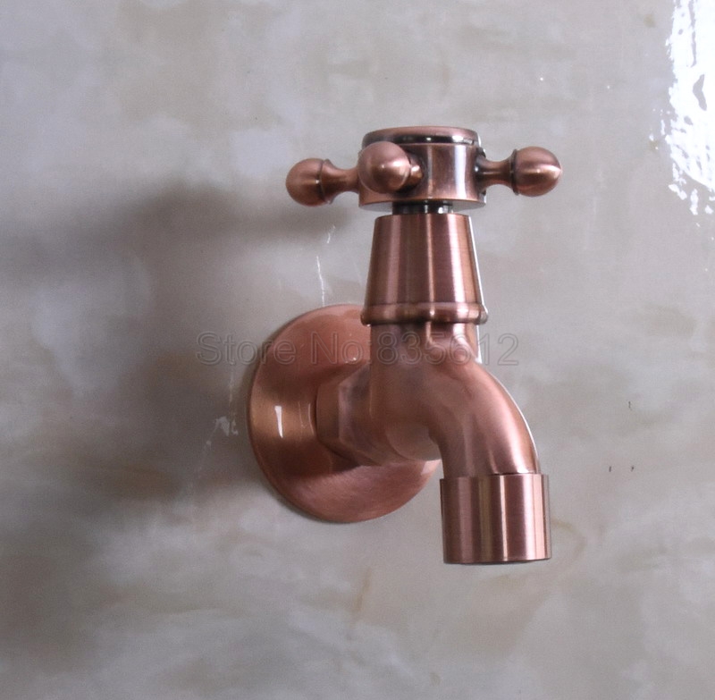 Antique Red Copper Wall Mounted Cross Handle Mop Pool Faucet / Sink Cold Water Tap Wav302