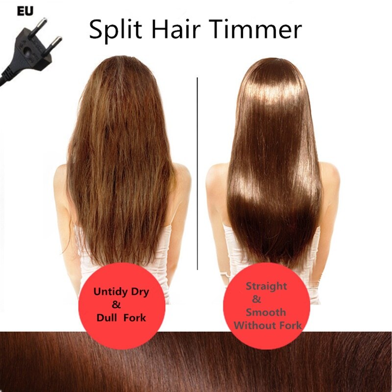 Split Hair Trimmers USB Rechargable Fork Clipper Hair Straight Styler End Trimmer Clipper Hair Cutter Machine: EU Black with bag