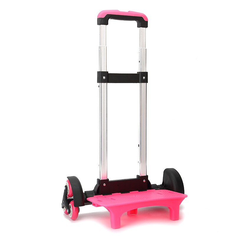 Aluminum alloy Pull Rod Bracket Roll Cart Kid Trolley For Backpack And School Bag Luggage For Children 6 Wheels Expandable Rod: pink