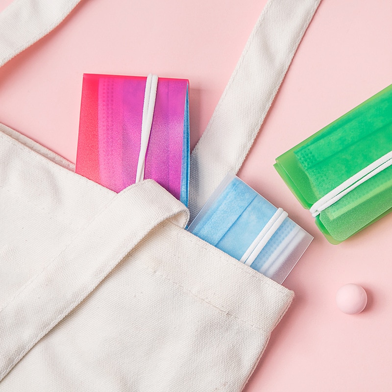 Mini pp bærbare plastik maske clips elev engangs ansigtsmaske opbevaring kuffert beholder sammenfoldelig maske holder genbrug maske opbevaring