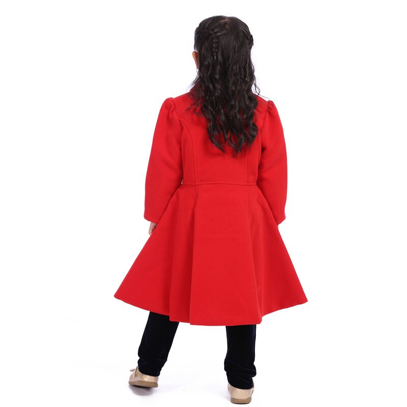 Abrigo ropa de calle para niña, chaquetas para niño y niña, abrigo largo rojo para niña, ropa informal, novedad de invierno y otoño