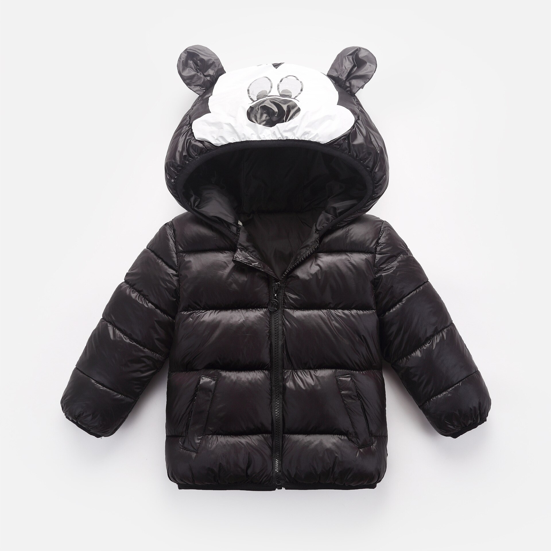 Cartoon Children's Winter Jackets Kids Down-cotton Coat Baby Jacket for Girls Parka Outerwear Hoodies Boy Coat: Black / 6T (130)