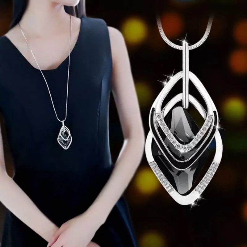 Statement Maxi Long Necklaces & Pendants for Women Geometric Necklace Jewelry Collier Femme Collar Accessories: Rhombus