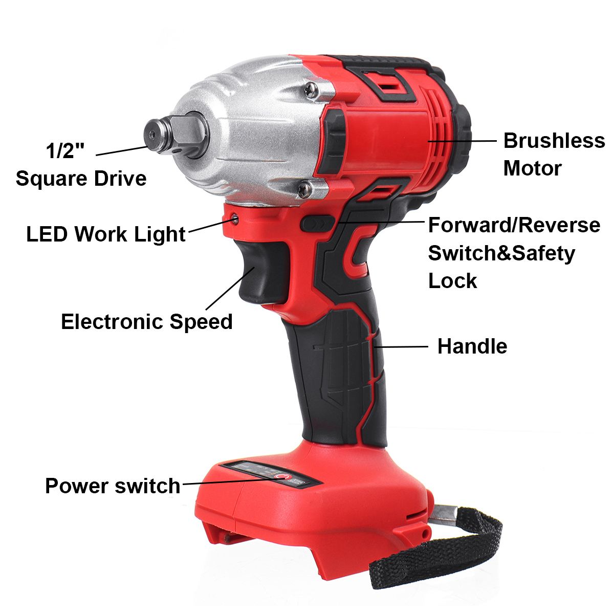 18V 520N.M 4000Rpm Elektrische Borstelloze Slagmoersleutel Cordless 1/2 Dopsleutel Power Tool Oplaadbare Voor Makita 18V batterij