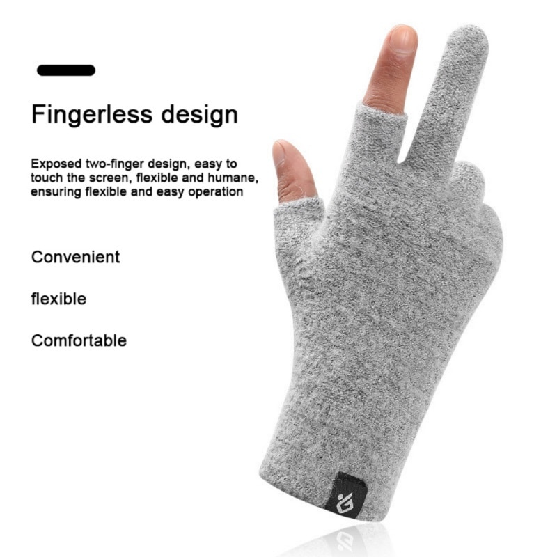 Winter Men Mitten 2 Fingers Exposed Keep Warm Touch Screen Windproof Thin Guantes Driving Anti Slip Outdoor Fishing Male Gloves