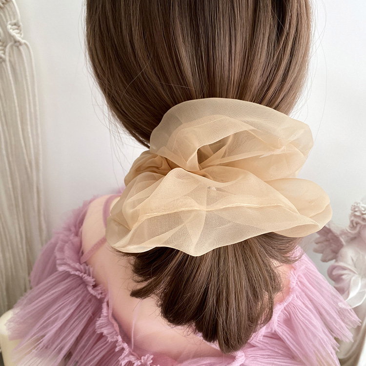 Para mujer, Scrunchie de encaje de gran tamaño para el cabello, cuerdas elásticas para el cabello de Color sólido, lazos para el cabello, banda para el cabello, accesorios elegantes para el cabello: Amarillo limón