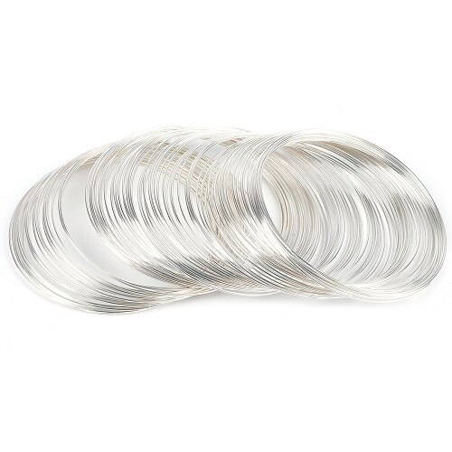 100 løkker 0.6mm memory beading ståltråd til gør-det-selv smykker fund armbånd armbånd fremstilling tilbehør: Sølv