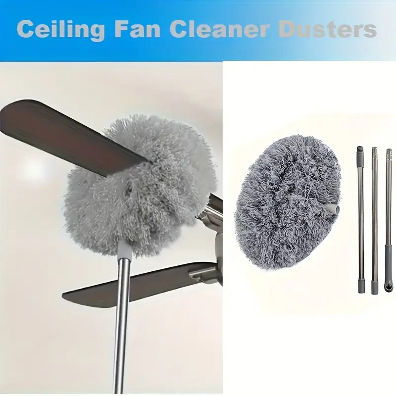 Ceiling Fan Cleaner Dusters With Extension Pole Dust Removal Brush Removable Ceiling And Fan Duster Ceiling Fan Cleaning Tool: black