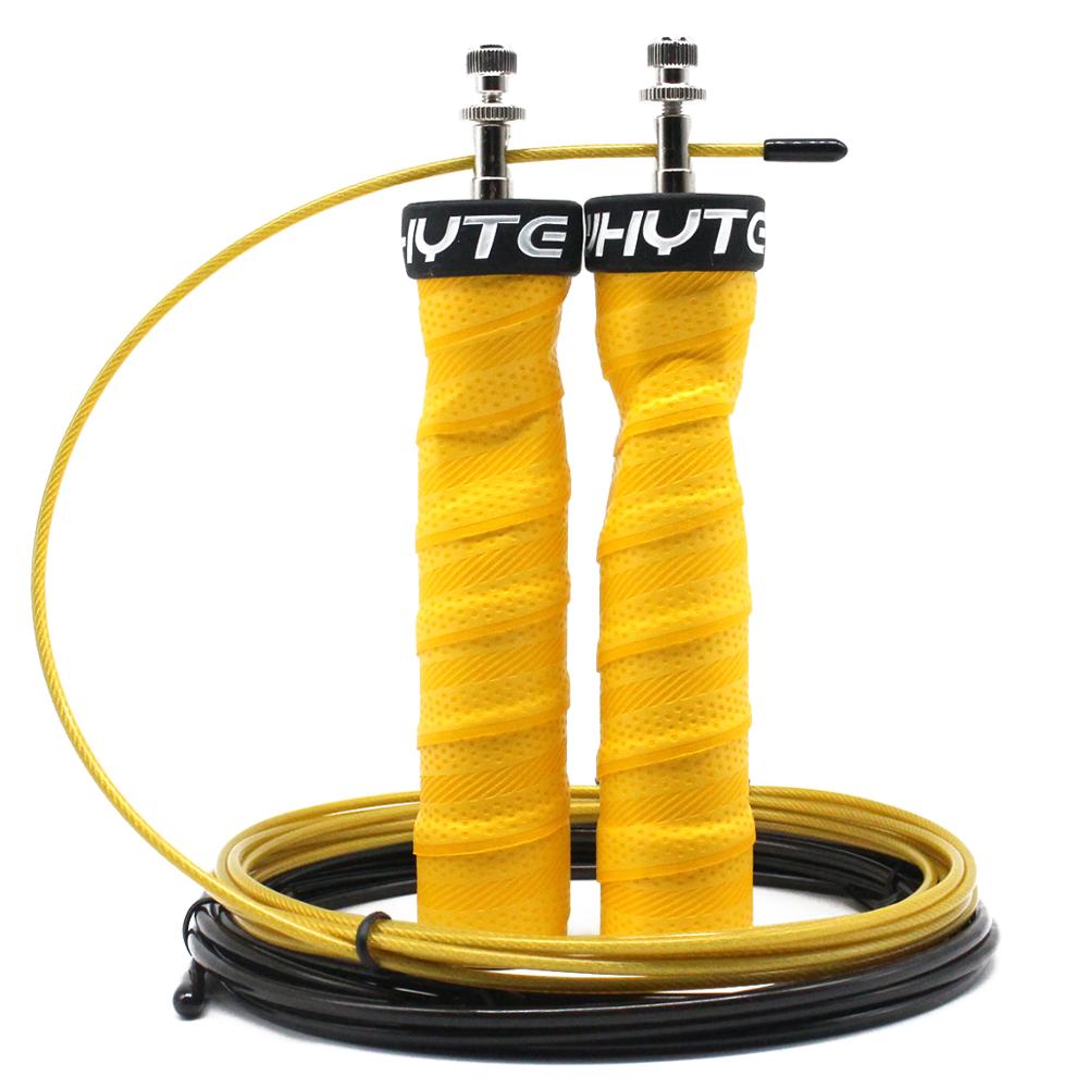Crossfit Jump Rope Weighted Speed Skipping Rope Adjustable Wire with Extra Cable Ball Bearings Anti-Slip Handle: Yellow
