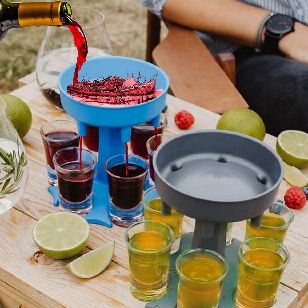 Liquor Dispenser 6 Shot Glass Holder Portable Wine Divider Bar Party Drinking Game Accessory Glass Cup Dispenser Kitchen Tool