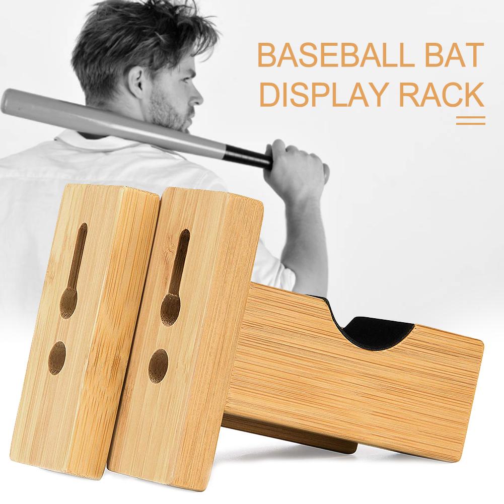 2PCS Baseball Bat Display Rack Wall Mounted Bat Holder Bamboo Bat Display Case Placing Baseball Bat Softball Bat Hockey Stick