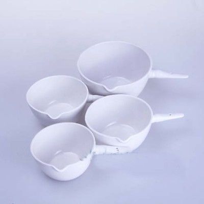 Plato de evaporación de cerámica de 70 ml, base redonda con mango para laboratorio de química
