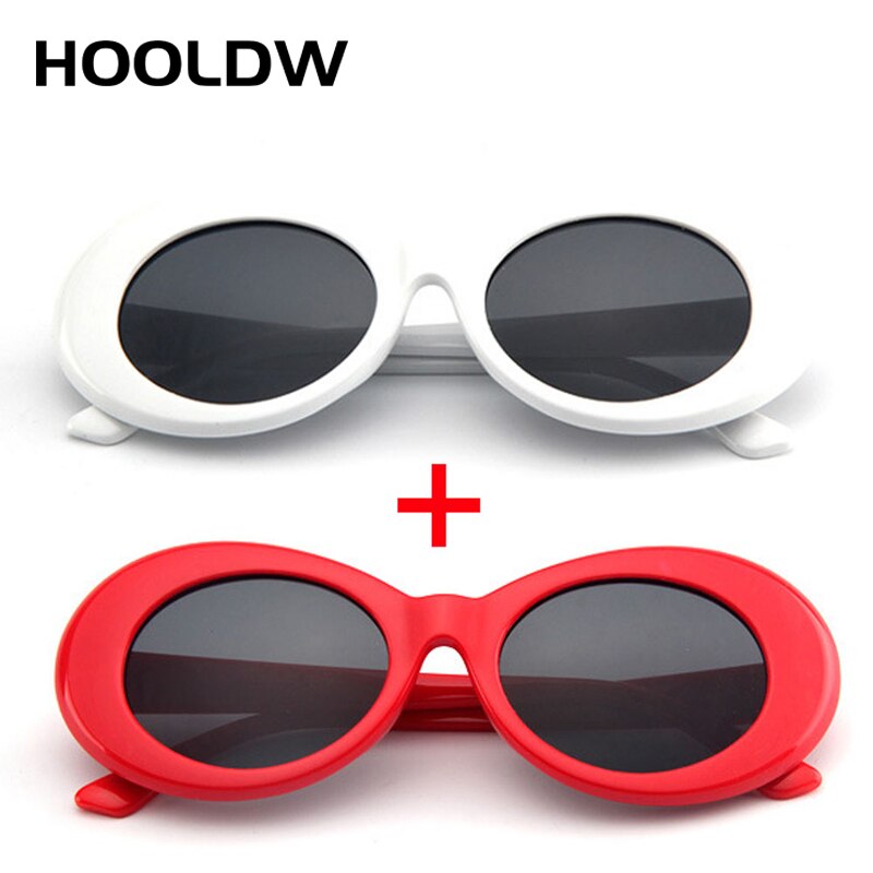 2 st/lot clout goggle kurt cobain solglasögon herr dam vintage ovala runda solglasögon dam  uv400 glasögon gafas de sol: Vitgrå och röd