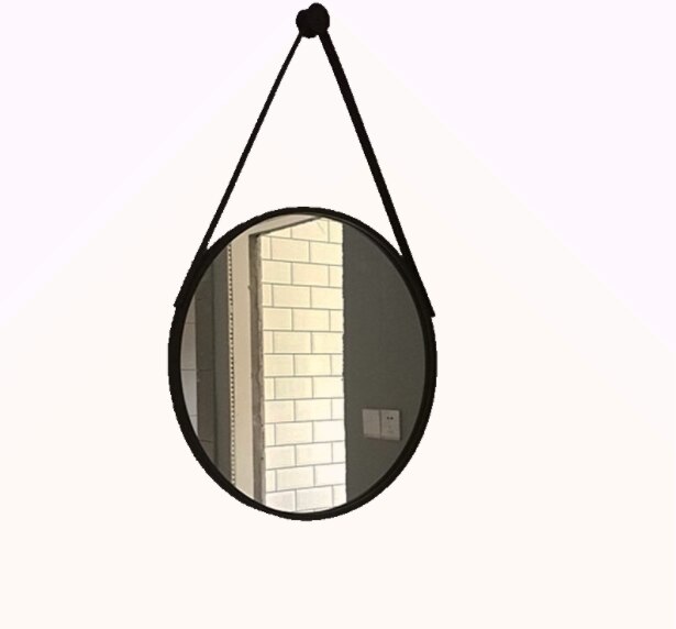 Iron Wall Hanging Personality Round Mirror Bathroom Mirror Simple Bathroom Decoration Vanity Mirror Q424