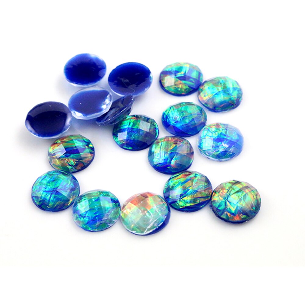 40pcs 12mm Mix Colors Tangent plane Built-in metal foil Flat back Resin Cabochons Cameo