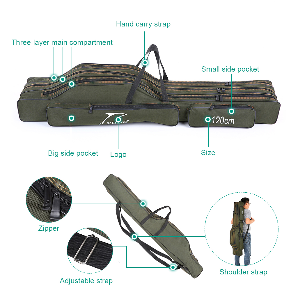 Fddl fisketasker 120/130/150cm multifunktionelle fiskestang tasker sag fiskegrej taske lærred fiskeri ægte redskab lokke stang værktøj