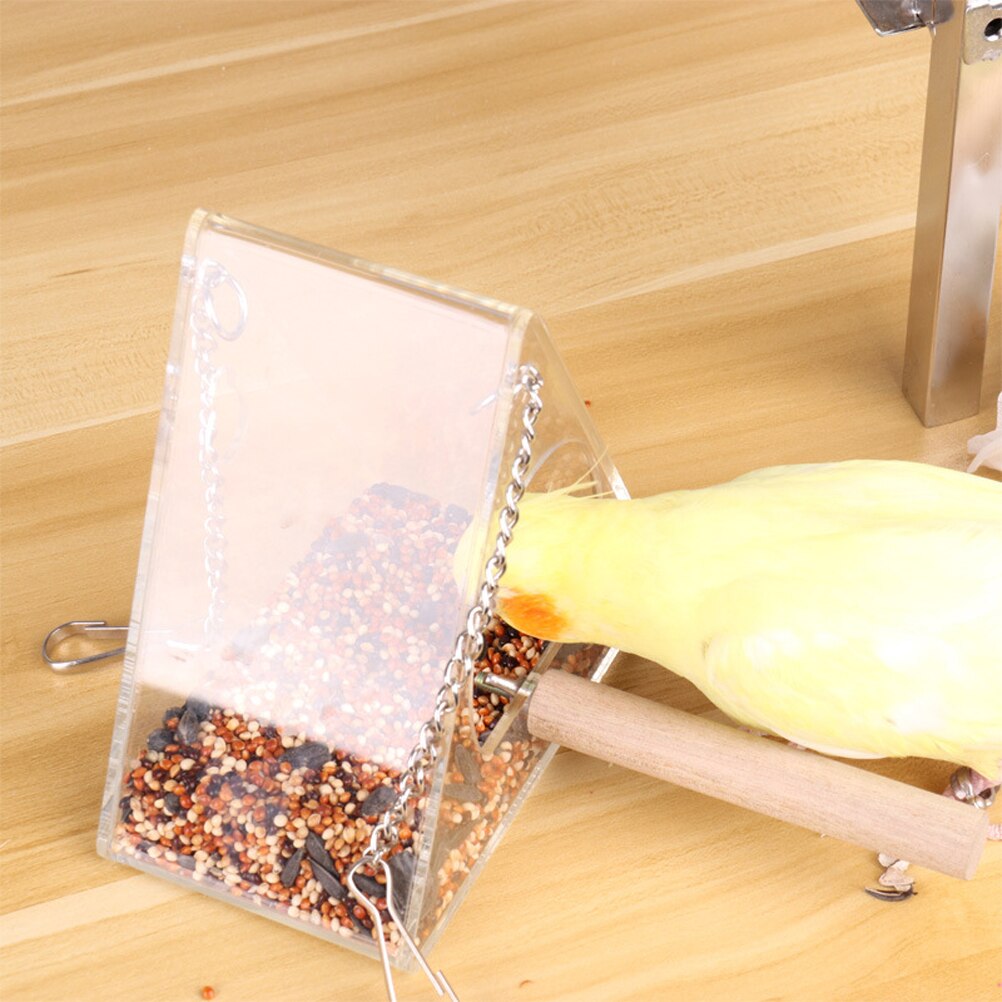 Triangular Acrylic Clear Bird Feeder House Type Bird Feeders Hanging Bird Cage Parrot Window Seed Feeder Great Idea