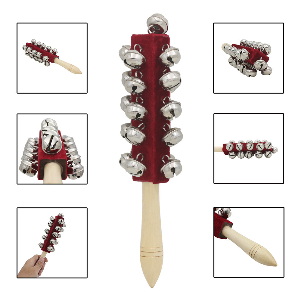 Hochet arc-en-ciel, clochette à main, cloche en bois colorée, instruments orff, hochets pour bébé, 10 percussions, corde de cloches