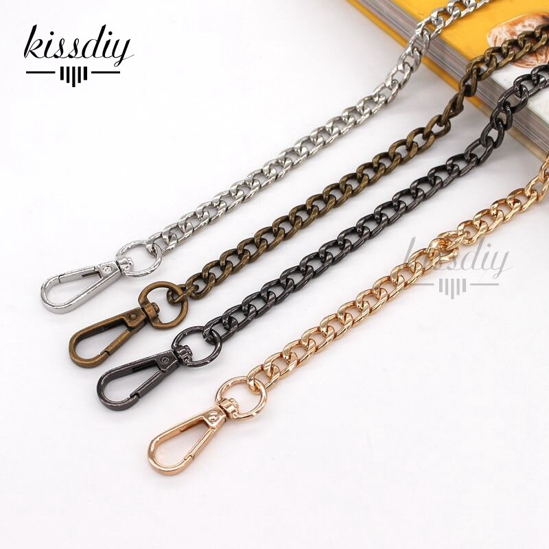 9mm szeroki płaski pasek zastępczy metalowy łącznik zapięcie torebka torba na łańcuszku uchwyt na ramię crossbody torebka z łańcuszkiem 60/100/110/120cm