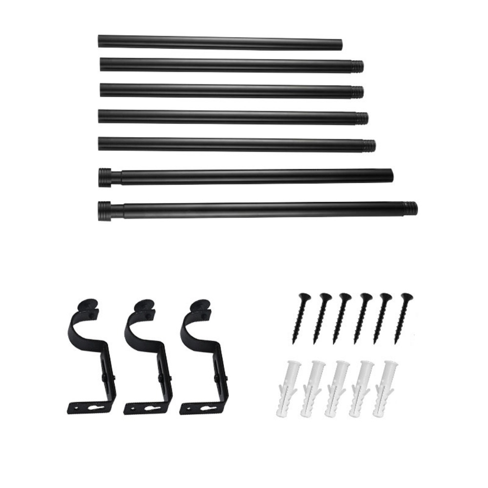 Stable Adjustable Curtain Rod Set Thread Thicken Curtain Rail Carbon Steel Black Drapery Curtain Telescopic Rod Cafe: Ivory