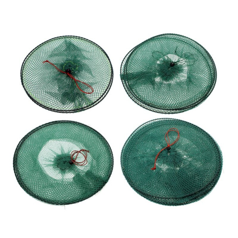Składana okrągła metalowa ramka siatka nylonowa krab Crawdad krewetki przynęta żywiec pułapka obsada sieć na ryby wędkarstwo lądowanie dodatki przybory