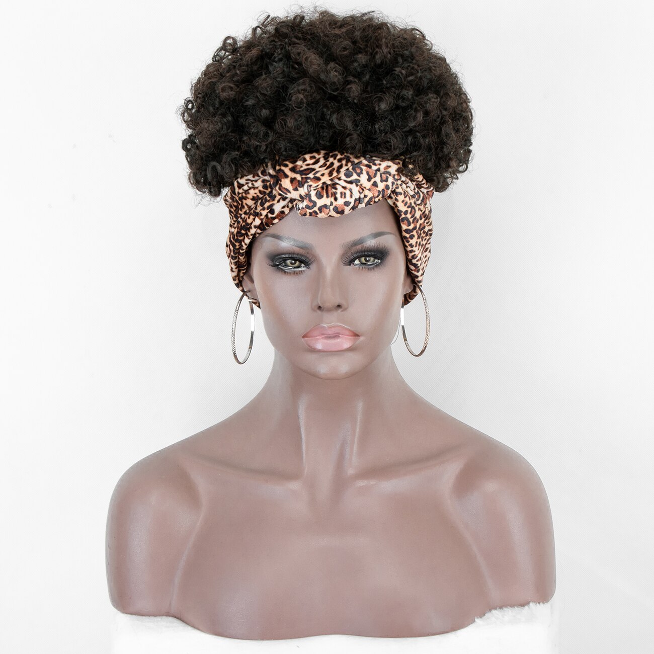 Kryssma-pelucas de diadema rizada para mujeres africanas, peluca sintética, nueva gorra de , peluca Afro rizada,: brown