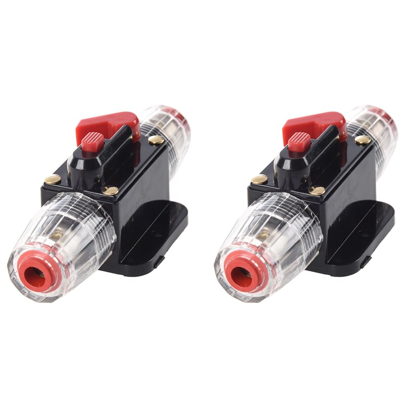 2 Pcs Car Audio Inline Circuit Breaker Fuse Holder 12V-24V System Protection Black, 20A &amp;amp; 50A: Default Title