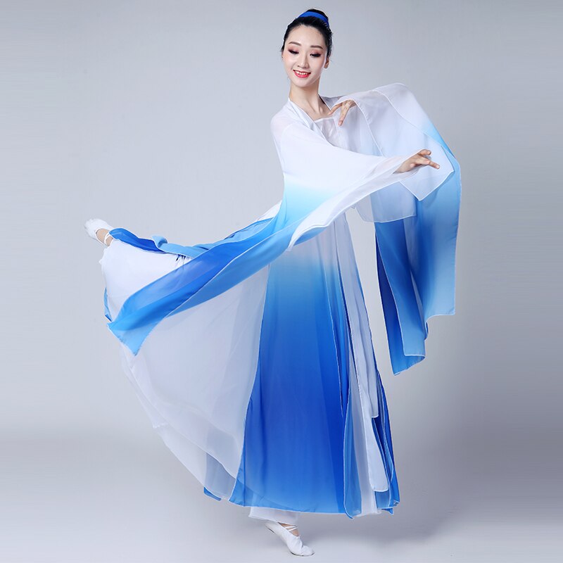 Hanfu-trajes de danza clásica para mujer, conjunto de baile de abanico , disfraz chino antiguo