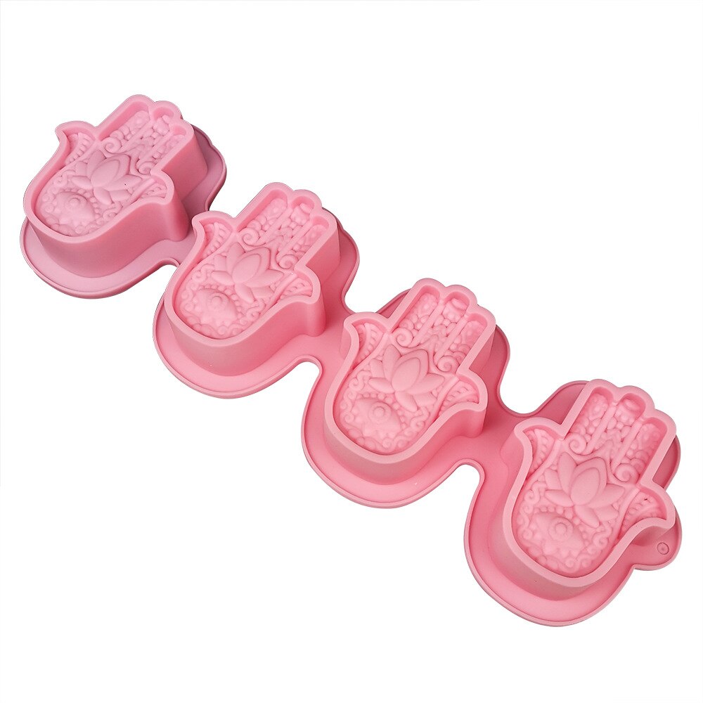 Lotus bergamot blomst håndlavet sæbe silikone form gør-det-selv hånd af fatima kageform lys krystal epoxy form kage dekoration: Lyserød