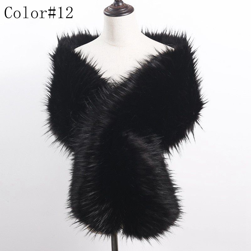 42 kleuren 165 * 28 cm bruin namaakbont bruiloft sjaal vrouw partij stola bruid cape mantel winter bruids wrap bolero accessoire voorraad: Zilver