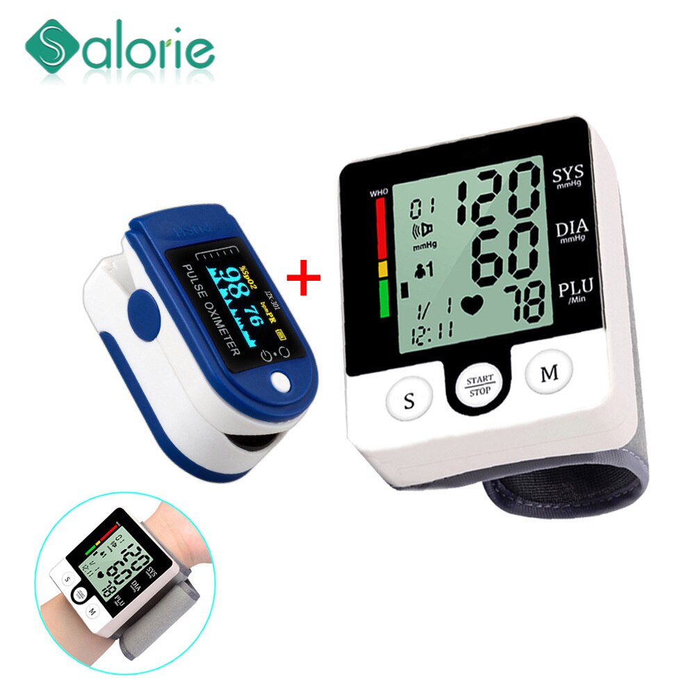 Draagbare Automatische Digitale Display Pols Bloeddrukmeter Apparaat Heart Beat Rate Pulse Meter Meet Tonometer Kits