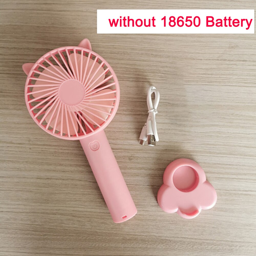 Sommarfläkt bärbar handfläkt batteridriven usb power handhållen mini fläktkylare med rem med mobilstentar: Rosa