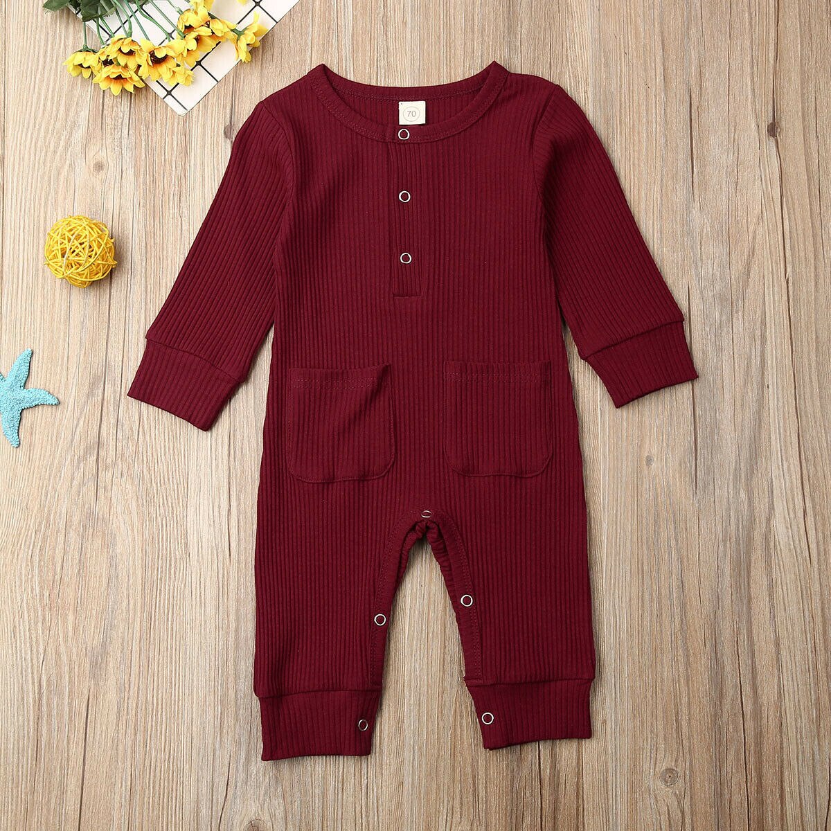 Herfst Winter Baby Kids Jongens Baby Lange Mouw Romper Jumpsuit Katoen Kleding Outfit Set 0-24M: Rood / 70