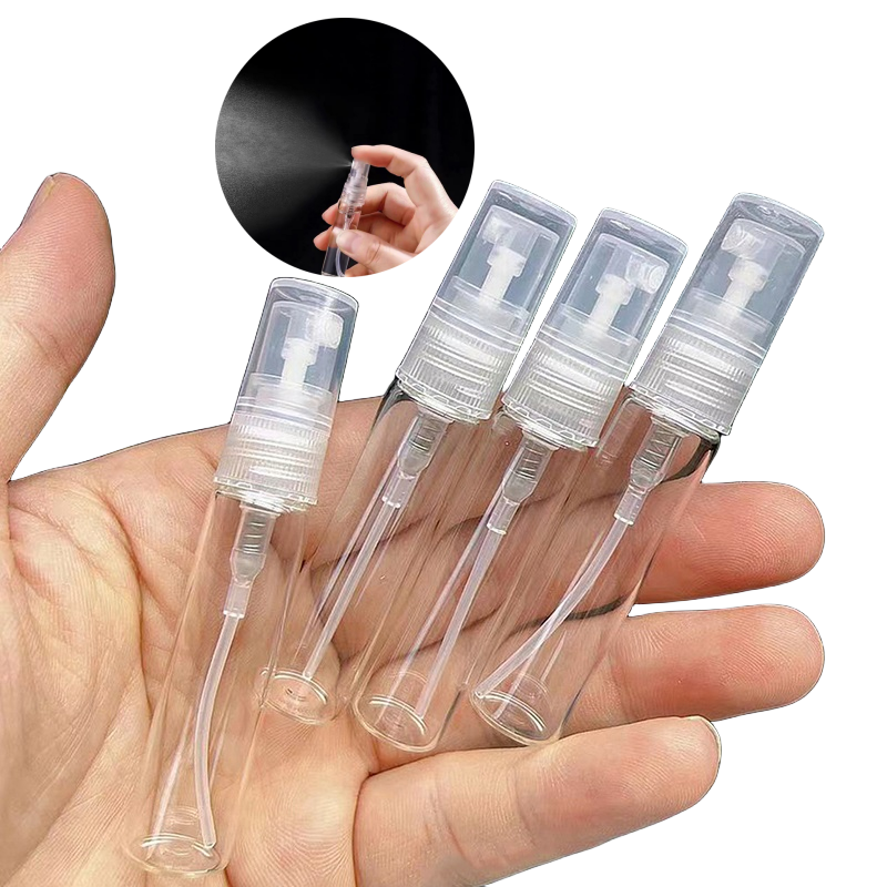 Mini botella de vidrio transparente para Perfume, frasco vacío para cosméticos, tubo de ensayo de muestra, viales de vidrio fino, 2ML, 3ML, 5ML, 10ML