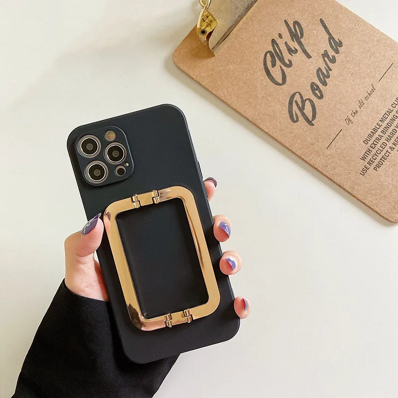 Phone Holder Case for IPhone 16 15 14 Pro Max 13 Mini 12 Xr XS X 8Plus Shockproof Funda Soft Coque Square Stand Protection Cover: Neoprene / black