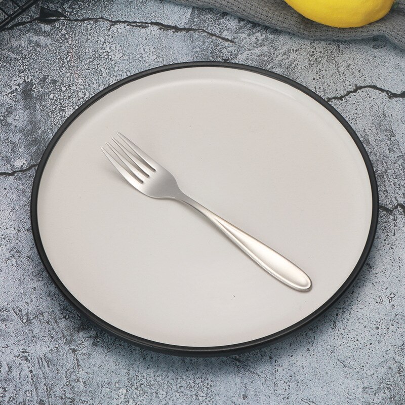 304 Stainless Steel Western Food Knife And Fork hanyi Series Steak Knife Dinner Fork Dessert Stirring Spoon Fruit Fork: Three Fork