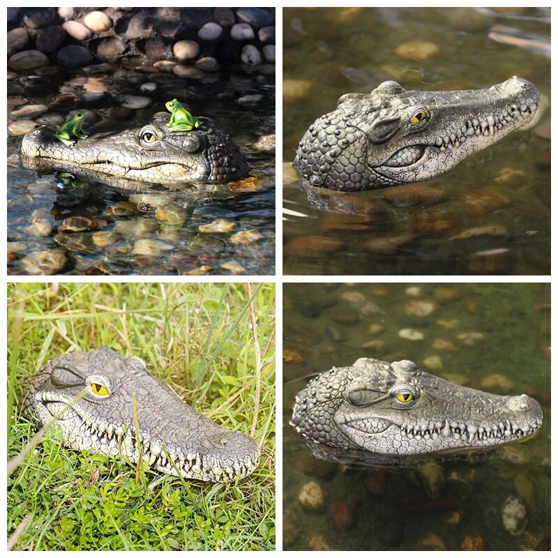 Realistische Drijvende Krokodil Hoofd Vijver Zwembad Alligator Waterpartijen Decoraties Pool Ornament Drijvende Hars Krokodil Hoofd