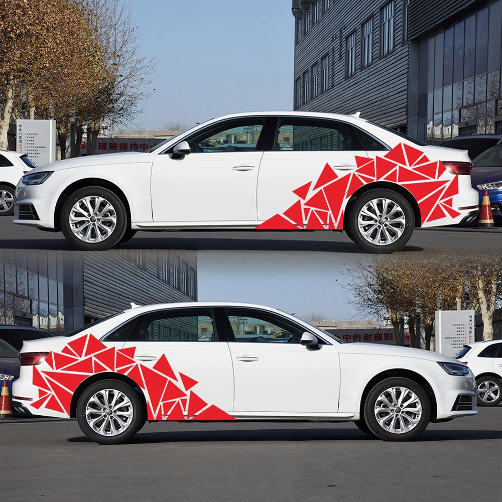 200x60cm Auto Aufkleber matt Schwarze Dreiecke Auto Seite Aufkleber Tarnung Auto-Styling Vinyl Aufkleber Dekor für Auto Dekoration