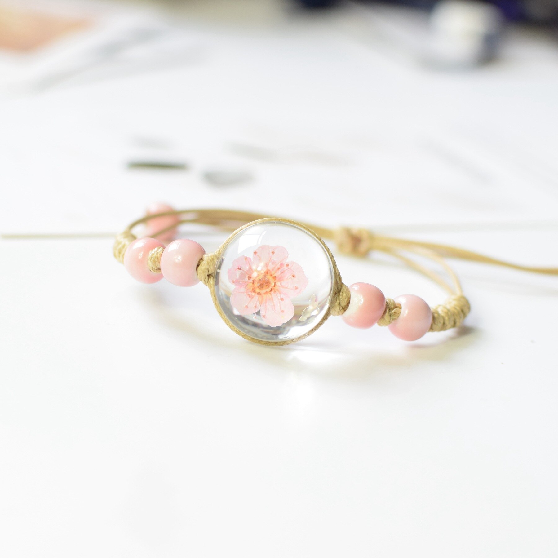 FIMAODZ Süße Blume Gänseblümchen Armbinde Perlen Getrocknete Blumen Löwenzahn Blüte Bunte Charme Armbänder für Frauen Mädchen: 11