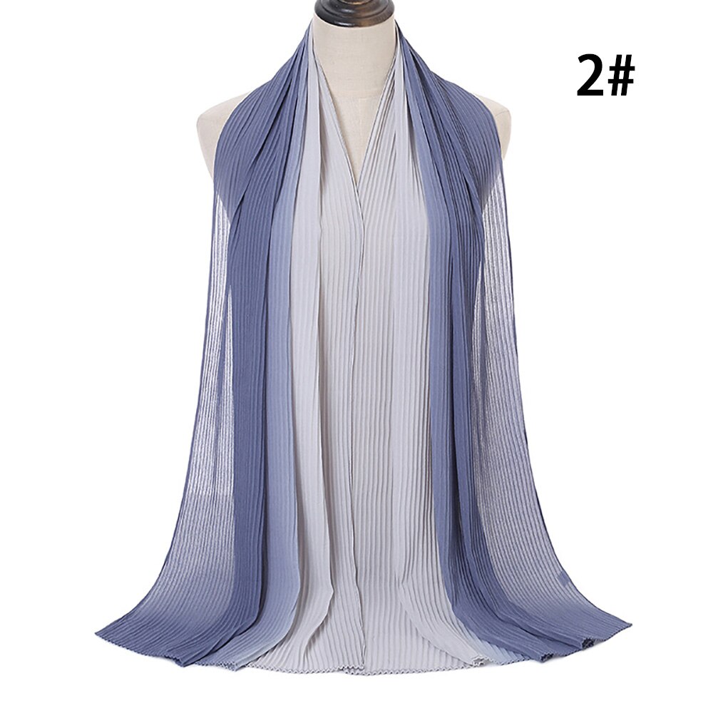 Ombre Chiffon Hijab Muslim Women Hijab Scarf Shawl Islam Headwrap Pleated Gradient Hijabs Shaded Crinkle Hijab Summer: 02