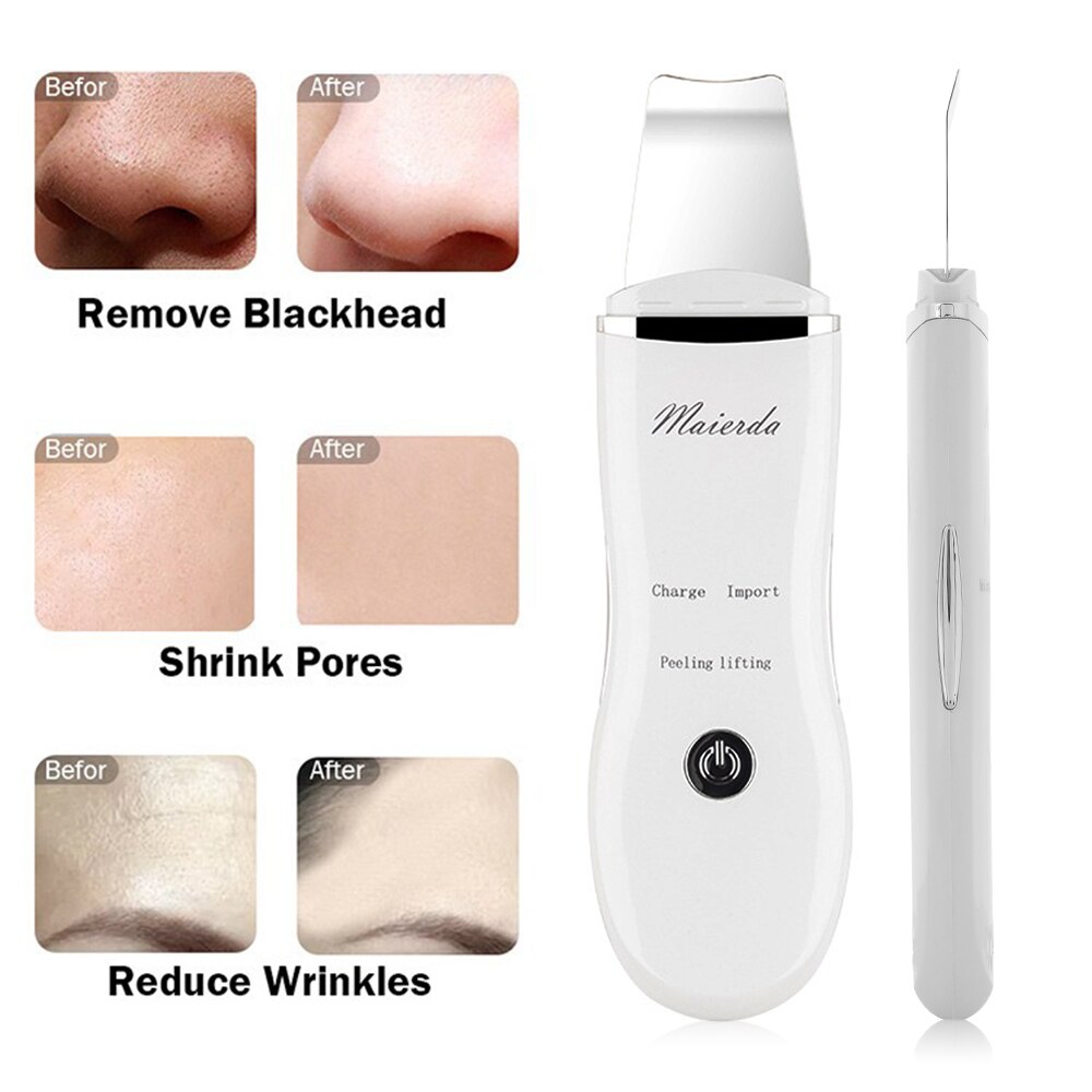 Ultrasonic Skin Scrubber Deep Face Cleaning Machine Facial Pore Cleaner Face Skin Scrubber Beauty Tool Set with Mini Spray Steam