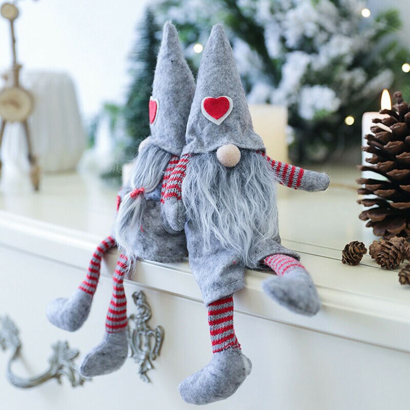 Jul ansigtsløs dukke ornament nordisk land gud julemanden vedhæng lang hat svensk julemand nisse plys juletræ indretning