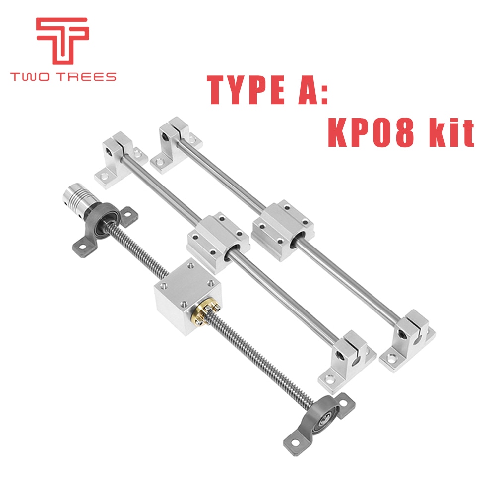 3D Printer Part T8 Lead Screw Kit 200/300/400/500mm Optical Axis Kit KP08 KFL08 SCS8UU Coupling 5 * 8MM Bearing Mounting Bracket