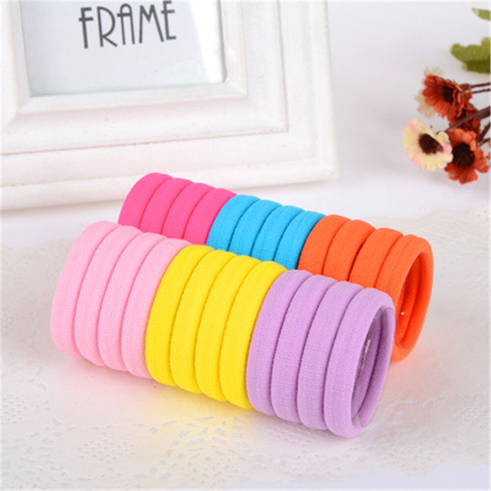 Lote de 24 unidades de coleteros de 4cm para niña, coleteros de colores del Arcoíris para niña, gomas de pelo elásticas, anillos de cuerda para niña, accesorios para el cabello: 7