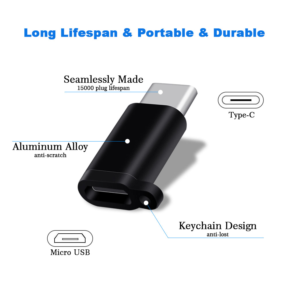 USB-C para chaveiro conversor micro usb, chaveiro com conector para xiaomi redmi note 7 pro 8 huawei p20 lite p30 mate adaptador tipo c, 20