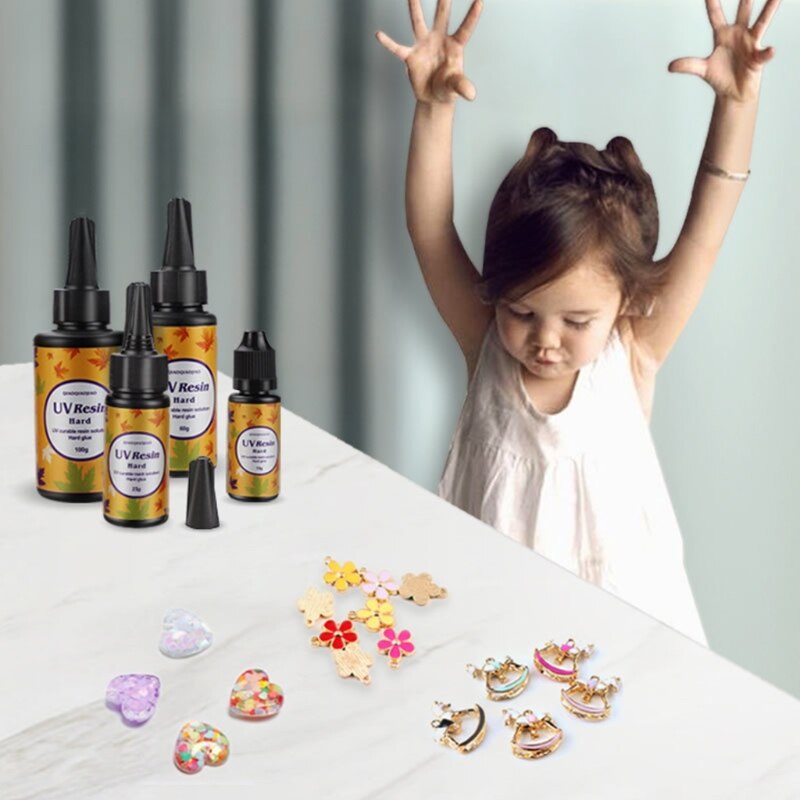 Resina UV de tipo duro, pegamento transparente de cristal, accesorios de curado, molde de cristal, fabricación de jabón, , 15g, 25g, 60g, 100g, 200g