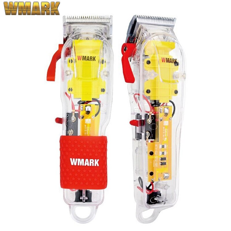 Vip wmark NG-108 recarregável máquina de corte cabelo clippers trimmer capa transparente branco ou vermelho base 7300rpm